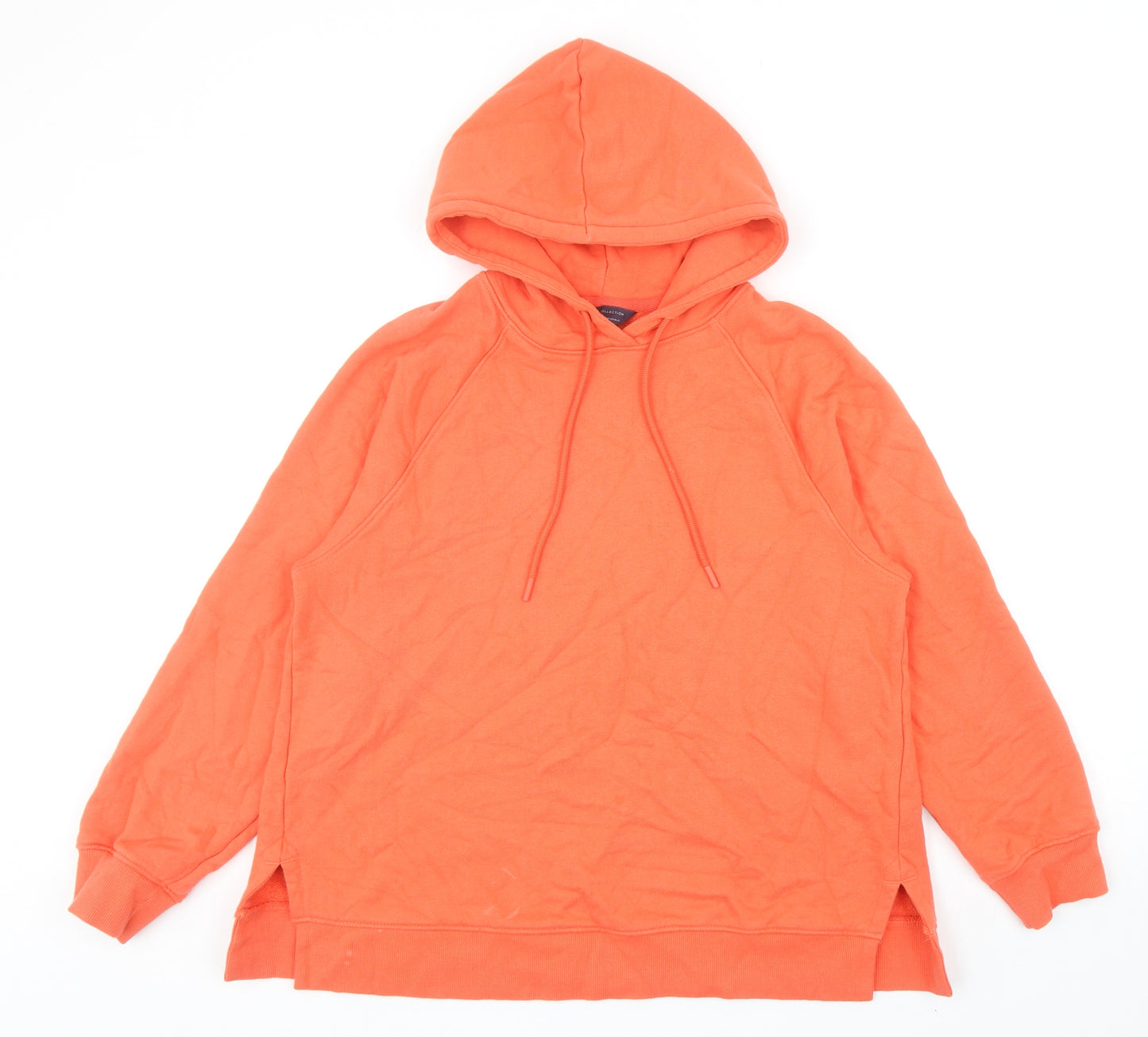 Marks and Spencer Womens Orange Cotton Pullover Hoodie Size 14 Pullover