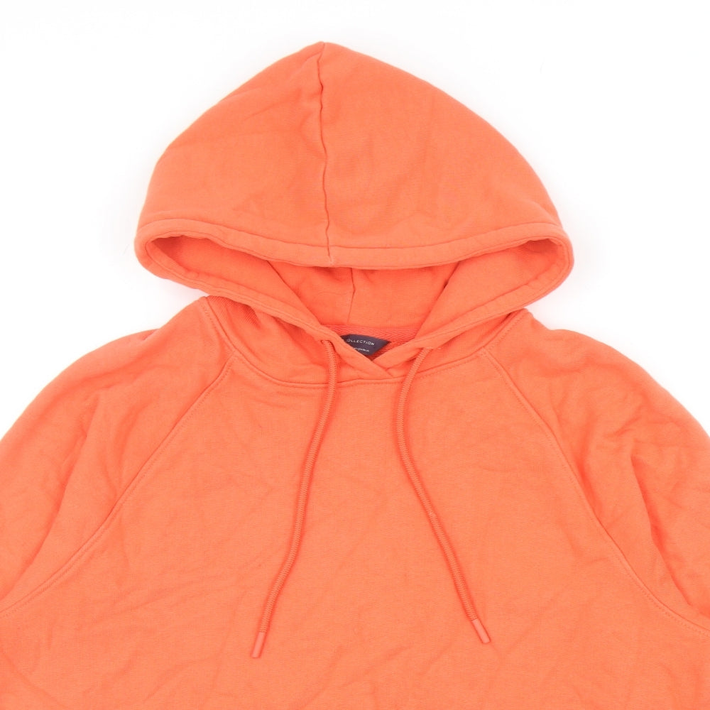 Marks and Spencer Womens Orange Cotton Pullover Hoodie Size 14 Pullover