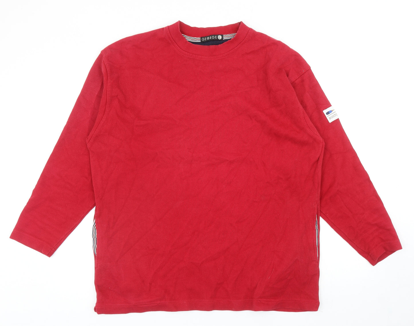 George Mens Red Cotton Pullover Sweatshirt Size L