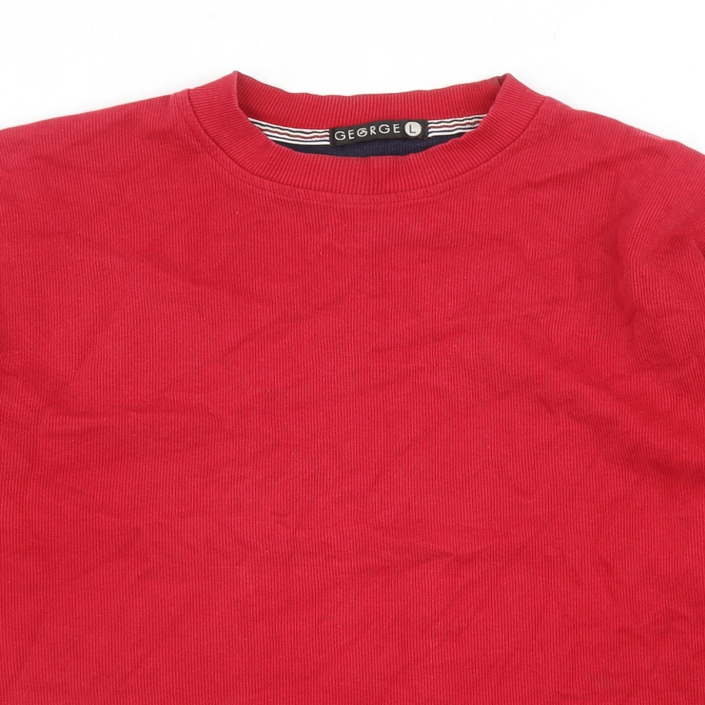 George Mens Red Cotton Pullover Sweatshirt Size L