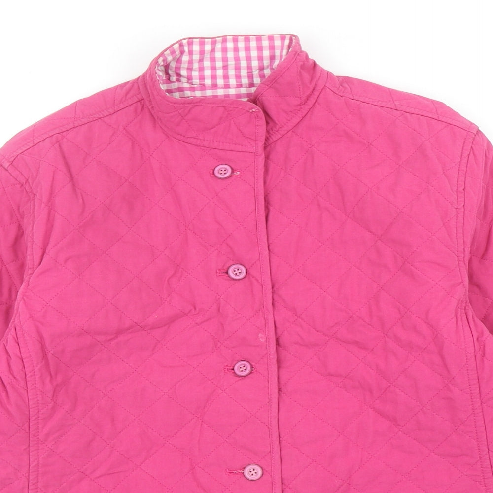 Lands' End Womens Pink Quilted Jacket Size 6 Button - UK Size 6-8