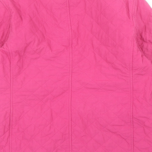 Lands' End Womens Pink Quilted Jacket Size 6 Button - UK Size 6-8