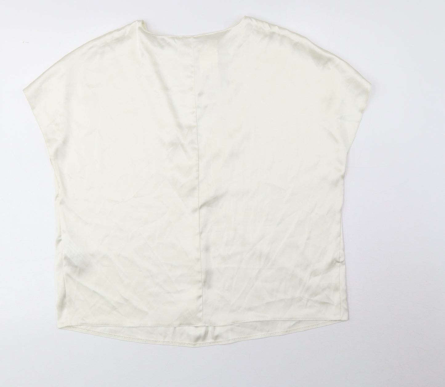 Zara Womens White Polyester Basic Blouse Size S V-Neck