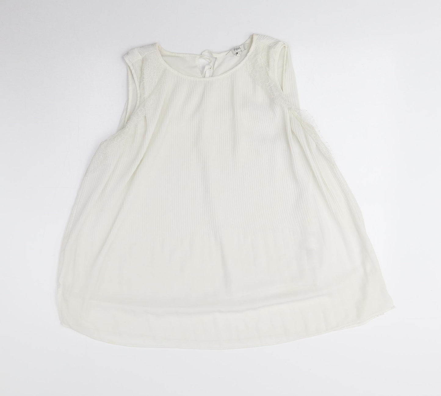 NEXT Womens White Polyester Basic Blouse Size 12 Round Neck - Lace