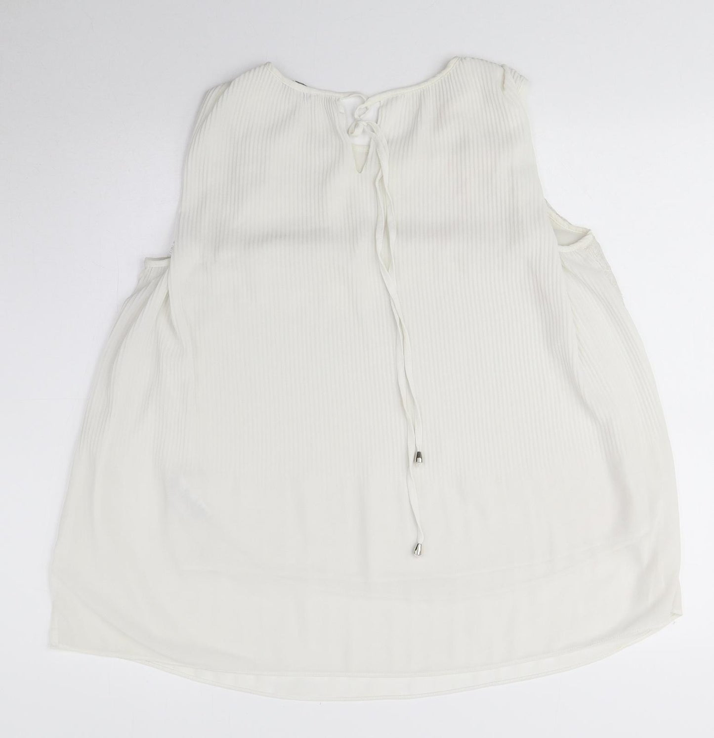 NEXT Womens White Polyester Basic Blouse Size 12 Round Neck - Lace
