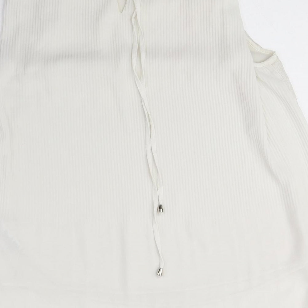 NEXT Womens White Polyester Basic Blouse Size 12 Round Neck - Lace