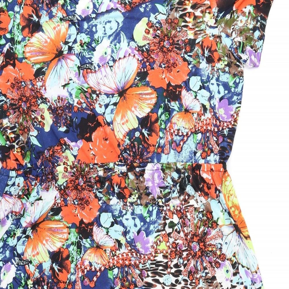 MALVIN Womens Multicoloured Floral Polyester Fit & Flare Size 2XL V-Neck Pullover - Elastic Waist