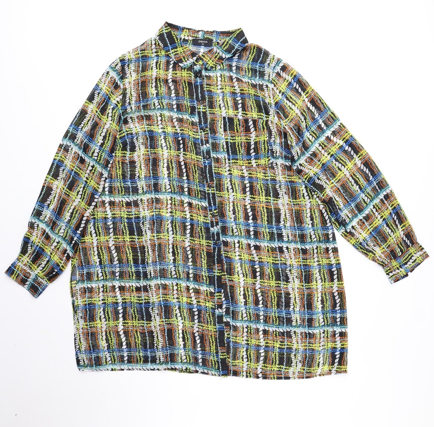 Papaya Womens Multicoloured Paisley Polyester Basic Button-Up Size 18 Collared