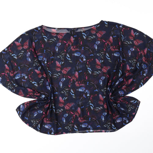 NEXT Womens Blue Geometric Polyester Basic Blouse Size 10 Round Neck - Butterfly Pattern