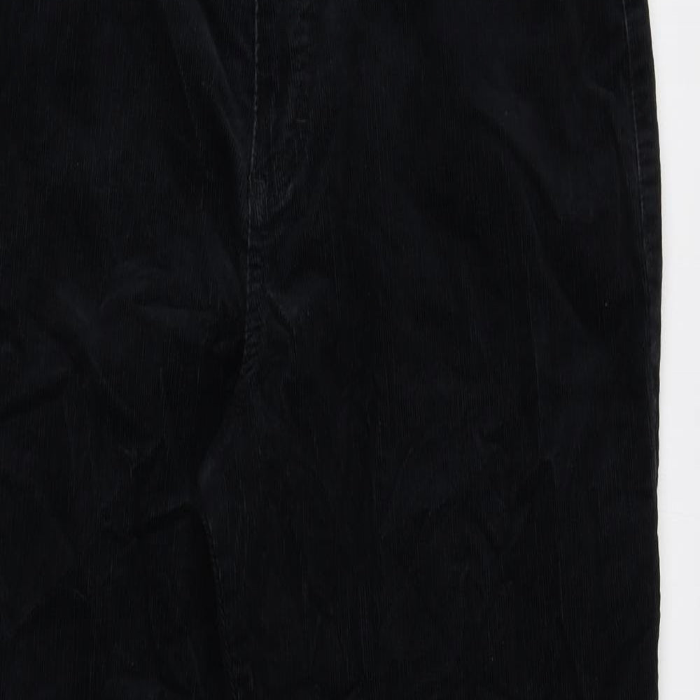 Marks and Spencer Womens Black Cotton Wide-Leg Jeans Size 14 L28 in Regular Button