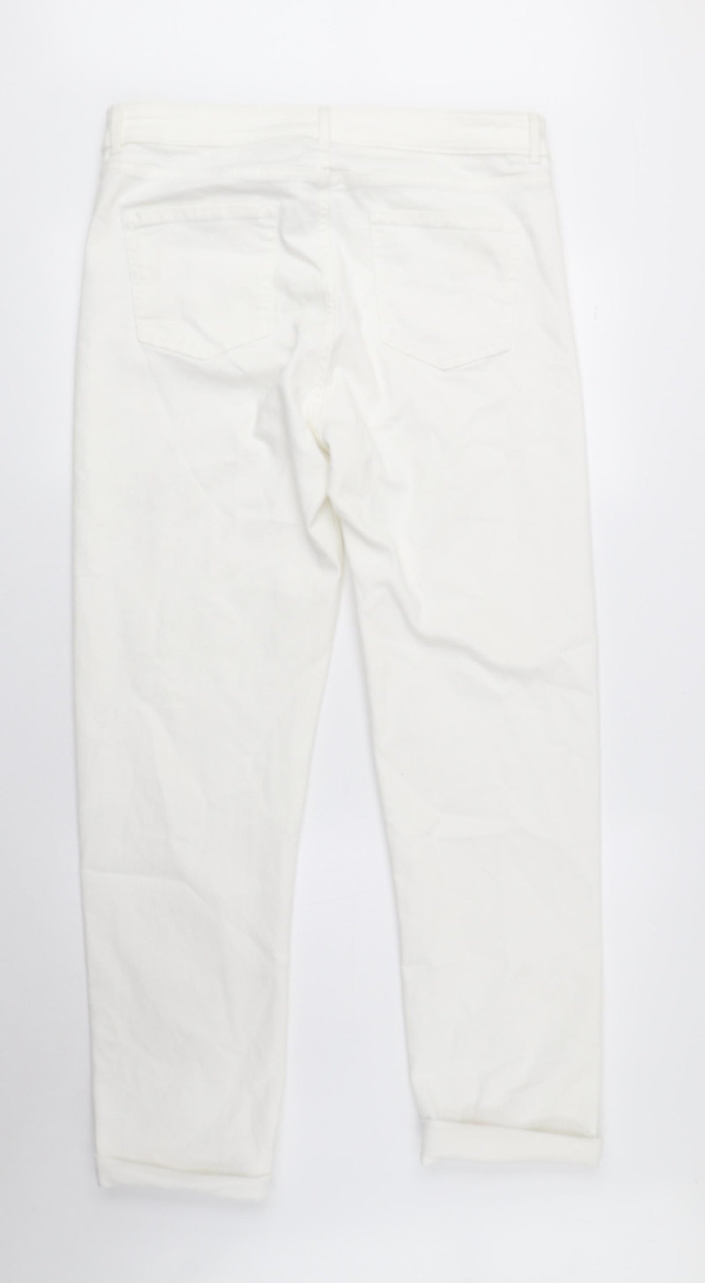 Marks and Spencer Womens White Cotton Straight Jeans Size 16 L29 in Regular Button