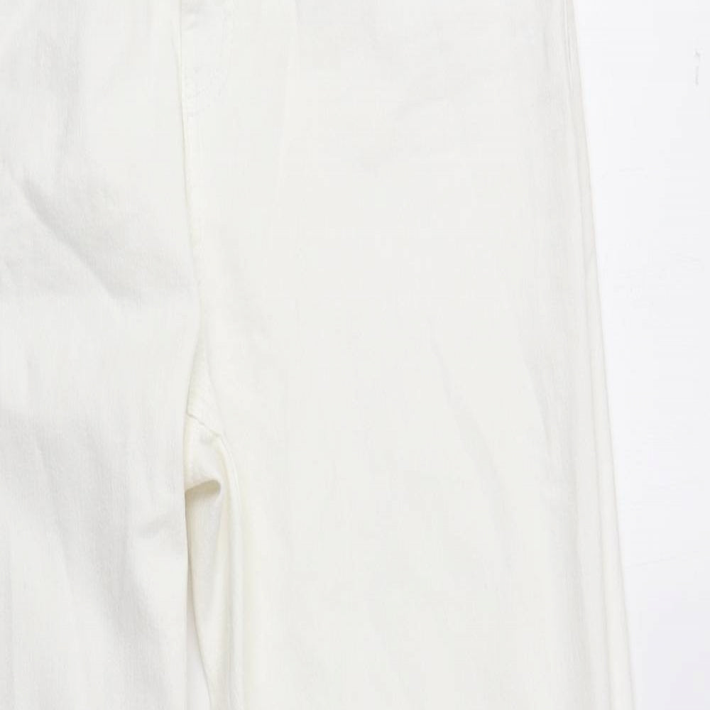 Marks and Spencer Womens White Cotton Straight Jeans Size 16 L29 in Regular Button