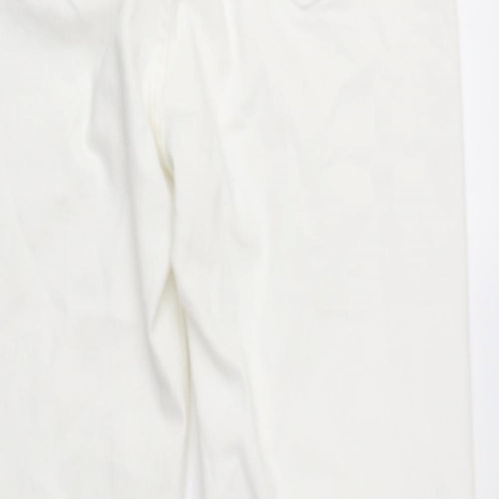 Marks and Spencer Womens White Cotton Straight Jeans Size 16 L29 in Regular Button