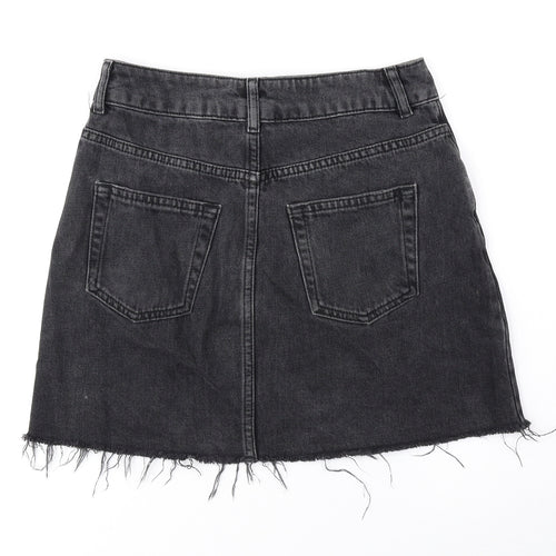 Topshop Womens Black Cotton Mini Skirt Size 8 Button