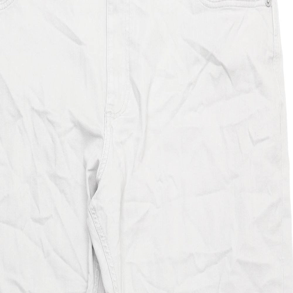 Marks and Spencer Mens Grey Cotton Straight Jeans Size 44 in L25 in Regular Button