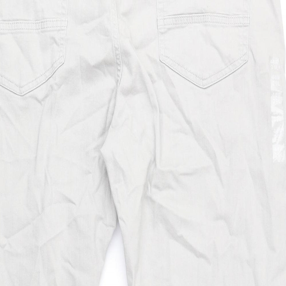 Marks and Spencer Mens Grey Cotton Straight Jeans Size 44 in L25 in Regular Button