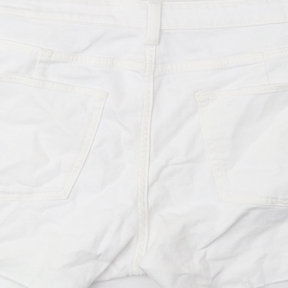 Marks and Spencer Womens White Cotton Mom Shorts Size 20 L3.5 in Regular Button