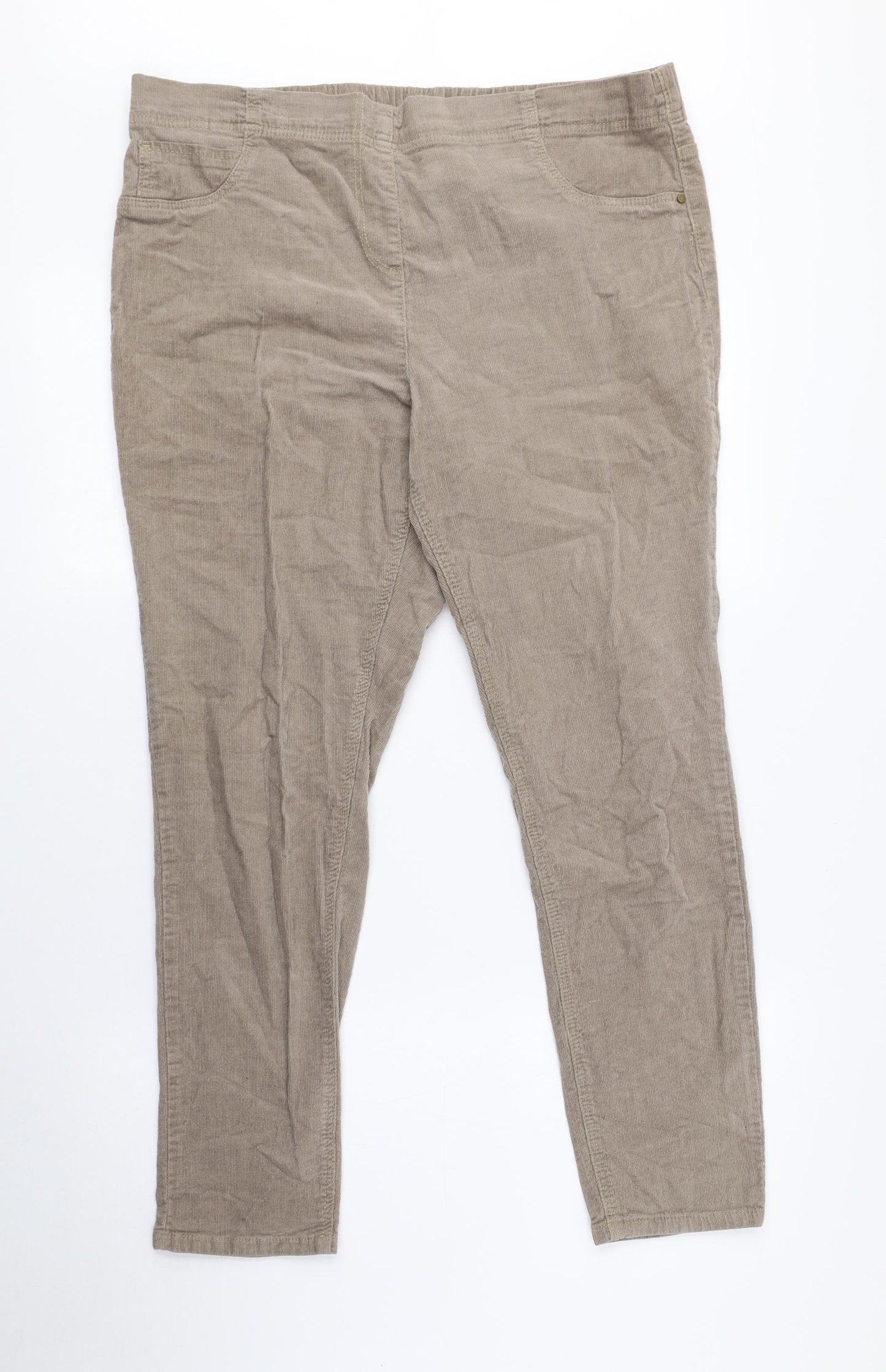 George Mens Brown Cotton Trousers Size 32 in L25 in Regular Button