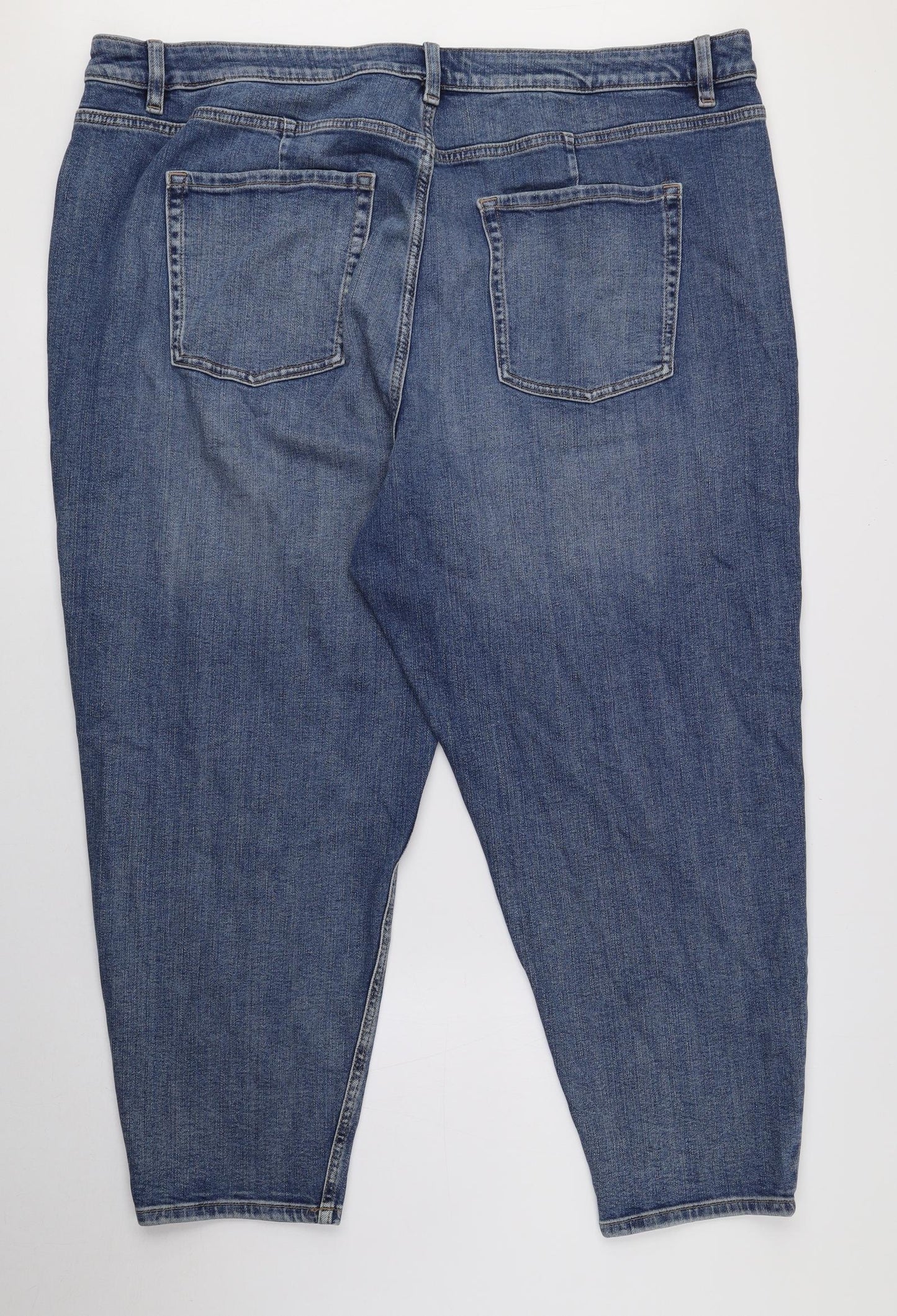 Marks and Spencer Womens Blue Cotton Mom Jeans Size 22 L25 in Regular Button