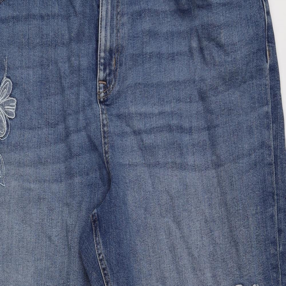Marks and Spencer Womens Blue Cotton Mom Jeans Size 22 L25 in Regular Button