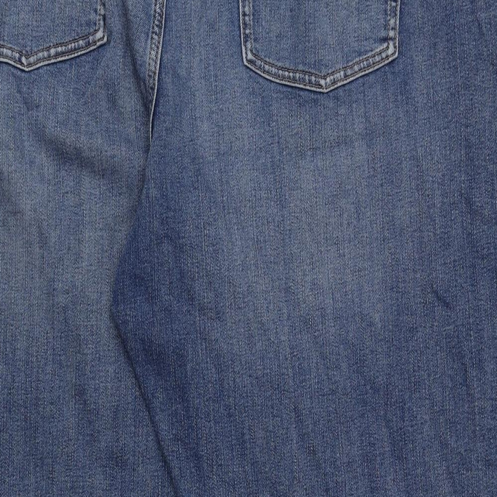 Marks and Spencer Womens Blue Cotton Mom Jeans Size 22 L25 in Regular Button
