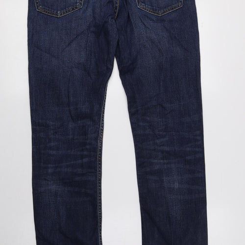 Preworn Mens Blue Cotton Straight Jeans Size 30 in L30 in Regular Button