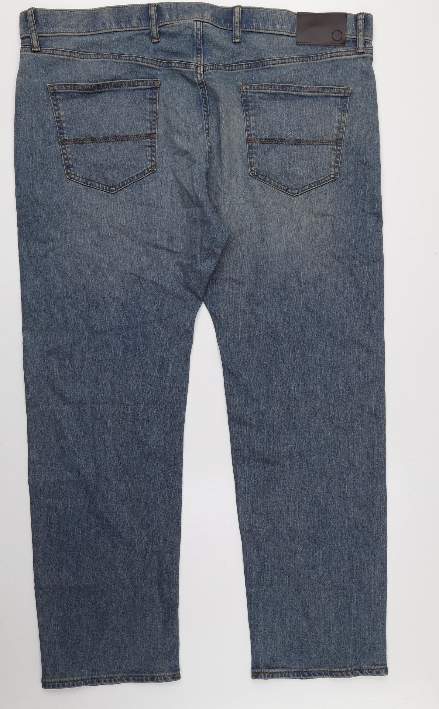 Marks and Spencer Mens Blue Cotton Straight Jeans Size 44 in L31 in Regular Button
