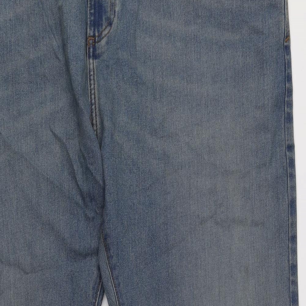 Marks and Spencer Mens Blue Cotton Straight Jeans Size 44 in L31 in Regular Button