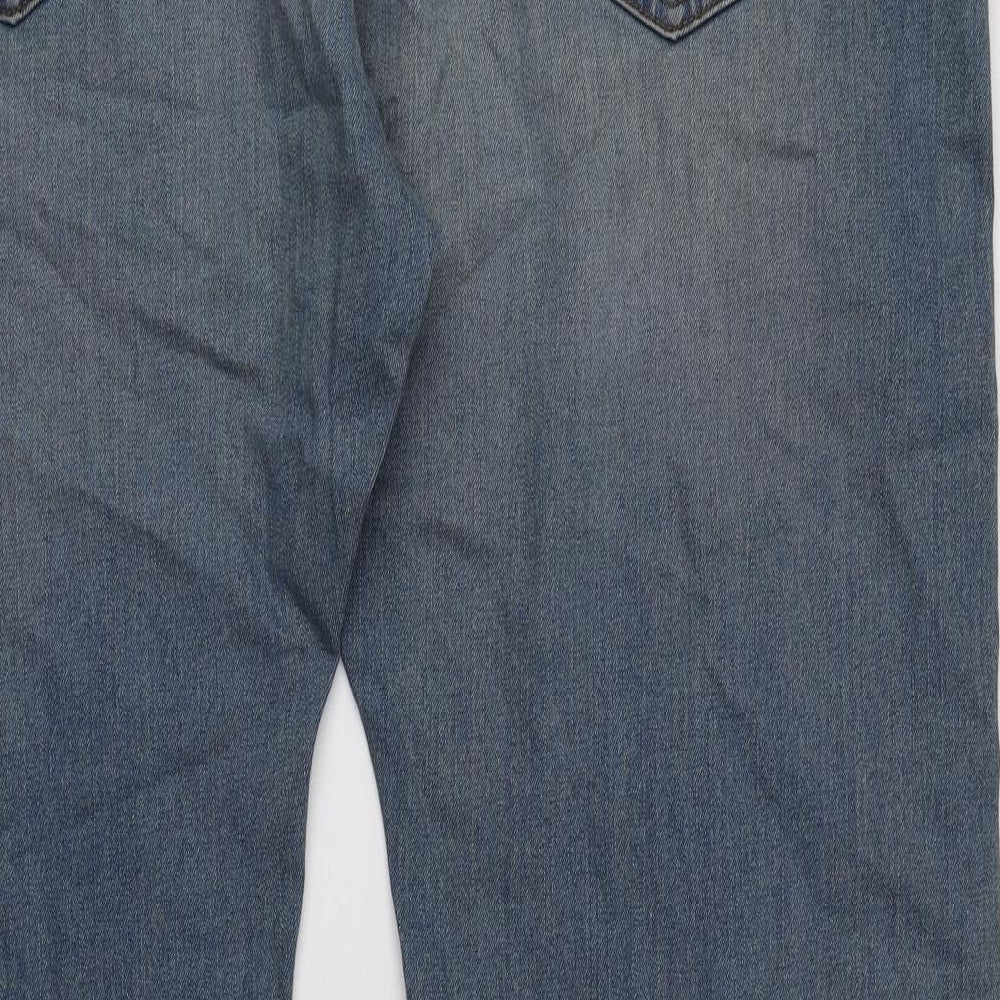 Marks and Spencer Mens Blue Cotton Straight Jeans Size 44 in L31 in Regular Button