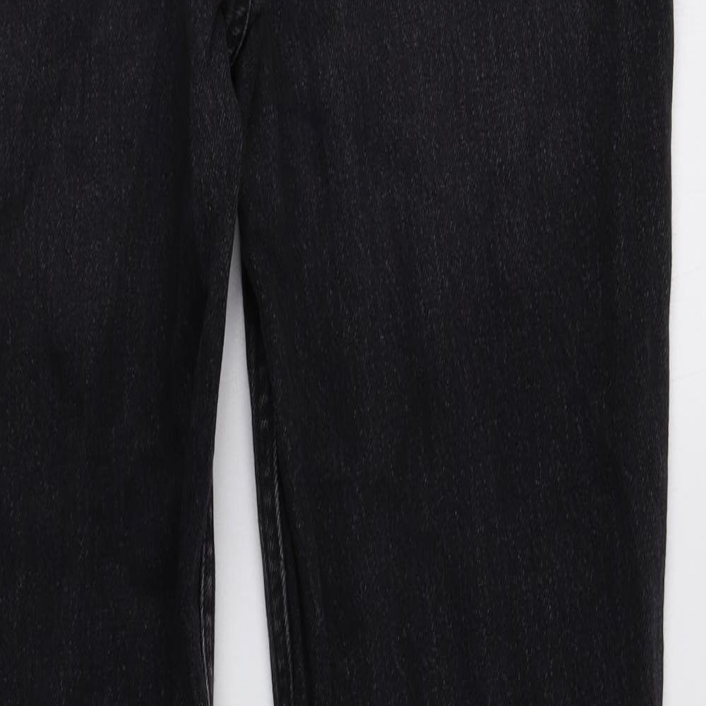 Zara Womens Black Cotton Straight Jeans Size 8 L30 in Regular Button