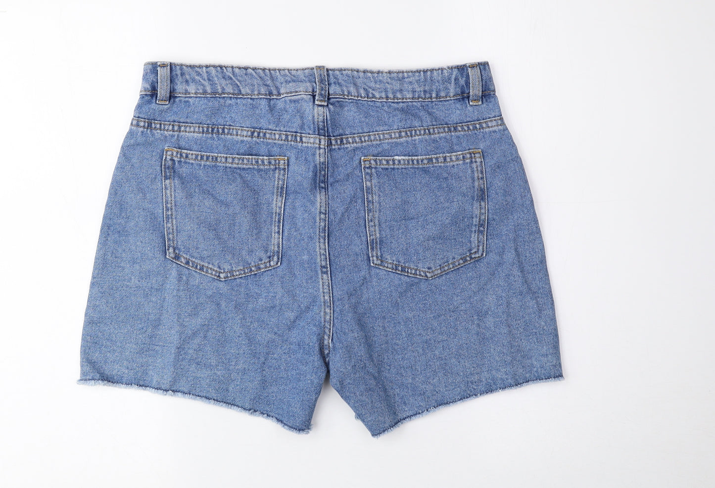 Marks and Spencer Girls Blue Cotton Boyfriend Shorts Size 14-15 Years L4 in Regular Buckle