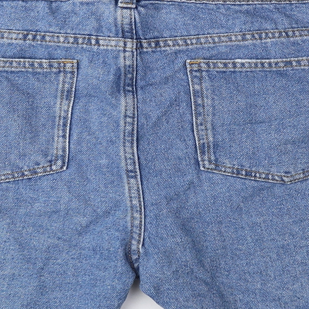 Marks and Spencer Girls Blue Cotton Boyfriend Shorts Size 14-15 Years L4 in Regular Buckle