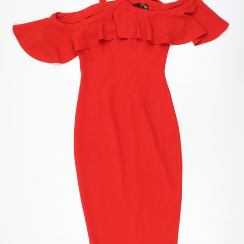 Girl in Mind Womens Red Polyester Bodycon Size 8 Halter Pullover