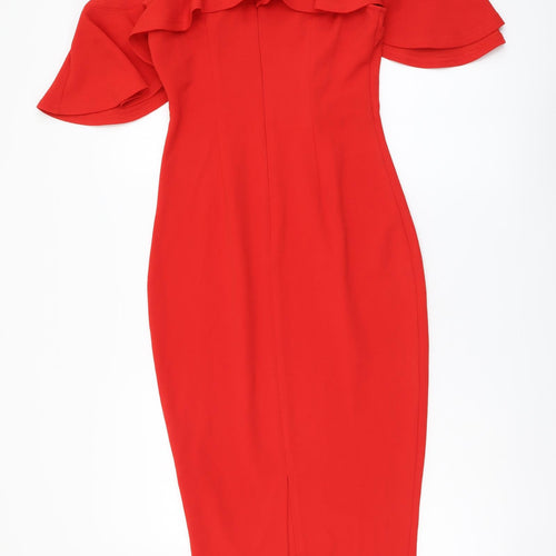 Girl in Mind Womens Red Polyester Bodycon Size 8 Halter Pullover