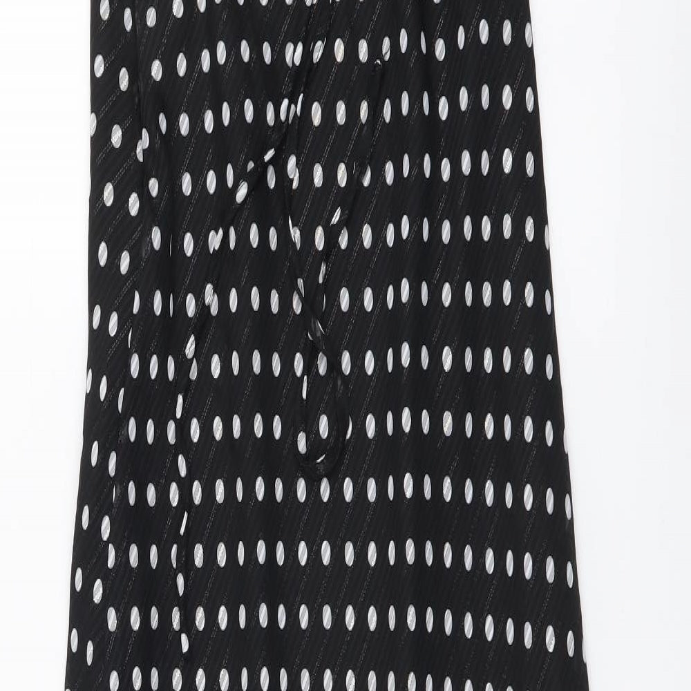 Nasty Gal Womens Black Polka Dot Polyester Maxi Size 8 Cowl Neck Pullover