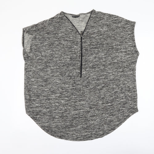 Body Flirt Womens Grey Geometric Viscose Basic Blouse Size XL V-Neck