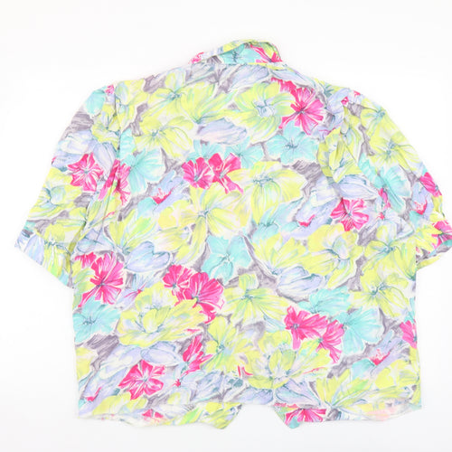 O-Batel Womens Multicoloured Floral Viscose Basic Button-Up Size XL Collared