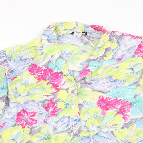 O-Batel Womens Multicoloured Floral Viscose Basic Button-Up Size XL Collared