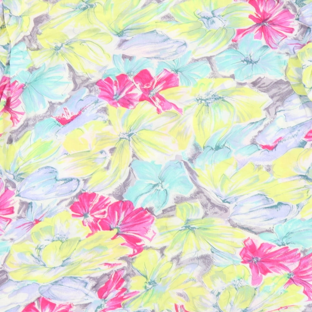 O-Batel Womens Multicoloured Floral Viscose Basic Button-Up Size XL Collared