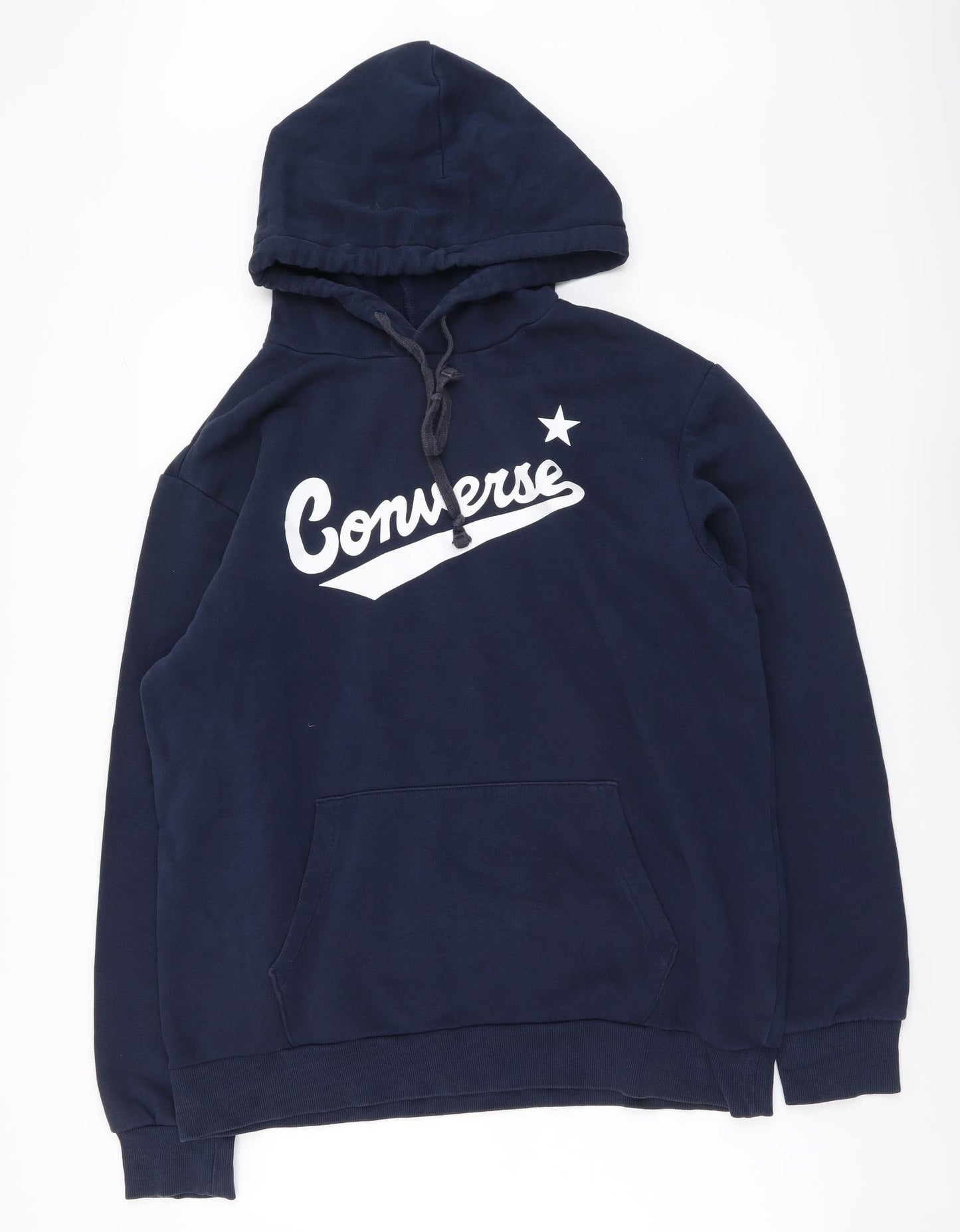 Converse Mens Blue Cotton Pullover Hoodie Size L