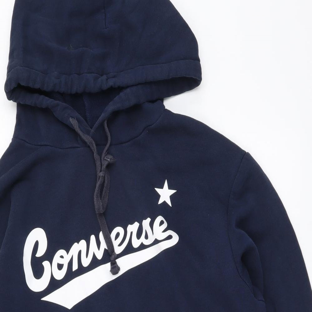 Converse Mens Blue Cotton Pullover Hoodie Size L