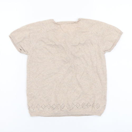 Jacodi Girls Beige V-Neck Cotton Pullover Jumper Size 10 Years Pullover