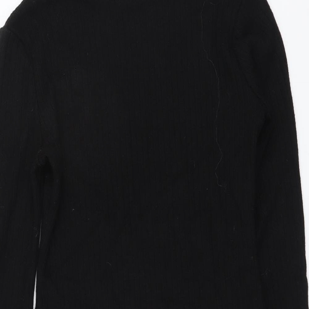 Zara Womens Black Polyester Jumper Dress Size M Mock Neck Pullover - Ribbed