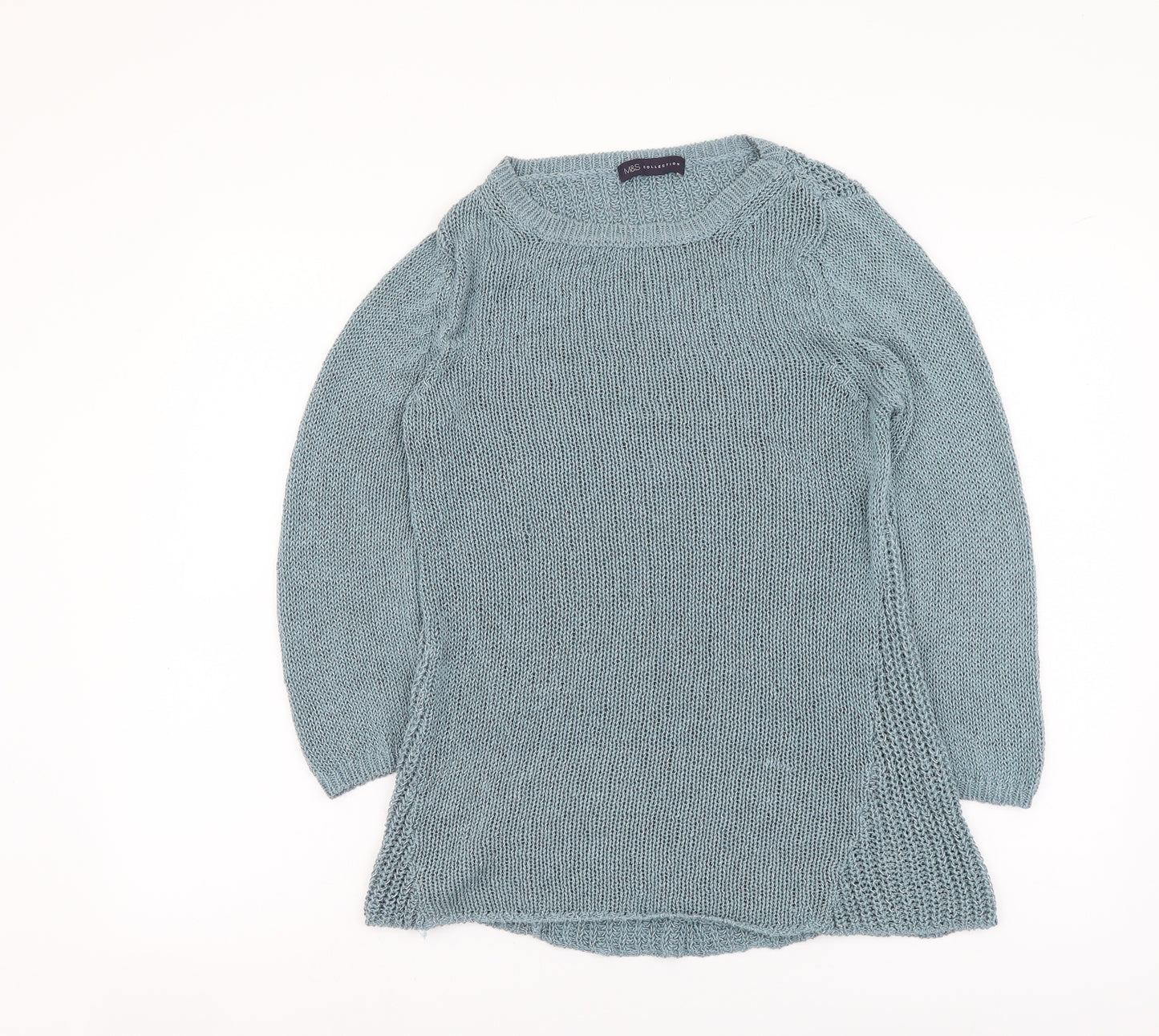 Marks and Spencer Womens Blue Round Neck Acrylic Pullover Jumper Size 12