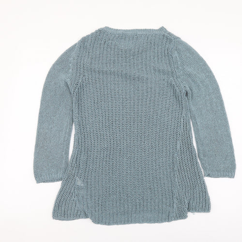 Marks and Spencer Womens Blue Round Neck Acrylic Pullover Jumper Size 12