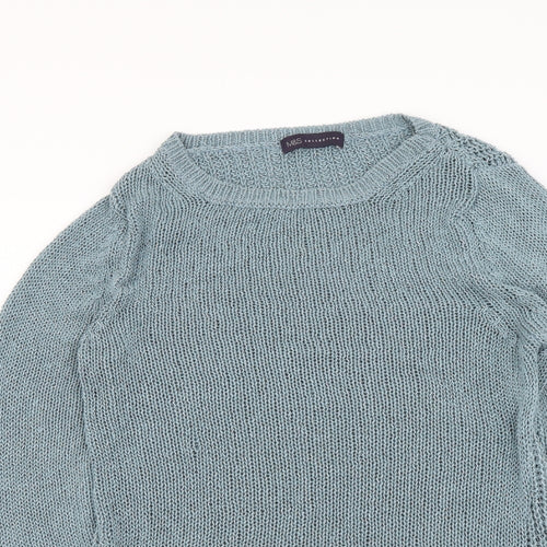 Marks and Spencer Womens Blue Round Neck Acrylic Pullover Jumper Size 12