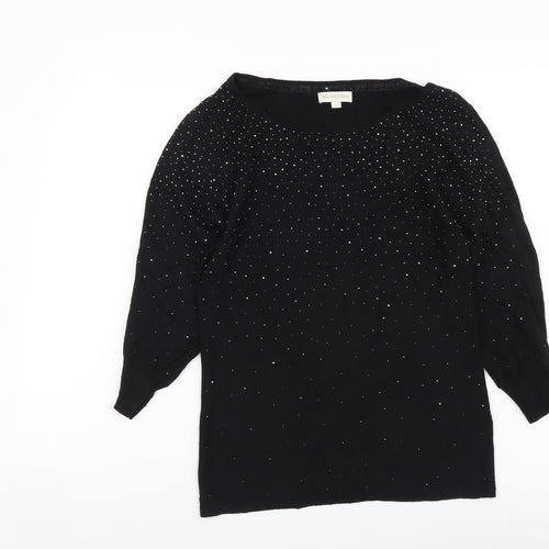 Monsoon Womens Black Boat Neck Viscose Pullover Jumper Size S