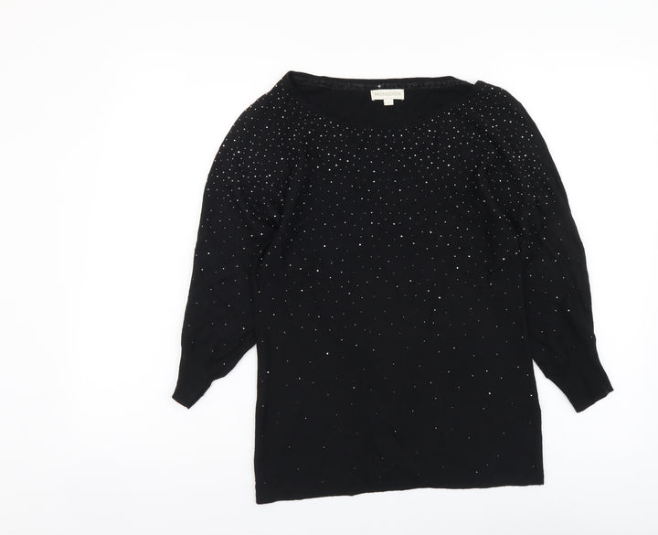 Monsoon Womens Black Boat Neck Viscose Pullover Jumper Size S
