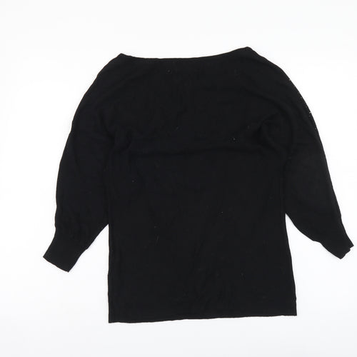 Monsoon Womens Black Boat Neck Viscose Pullover Jumper Size S