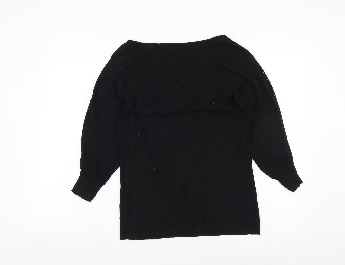 Monsoon Womens Black Boat Neck Viscose Pullover Jumper Size S